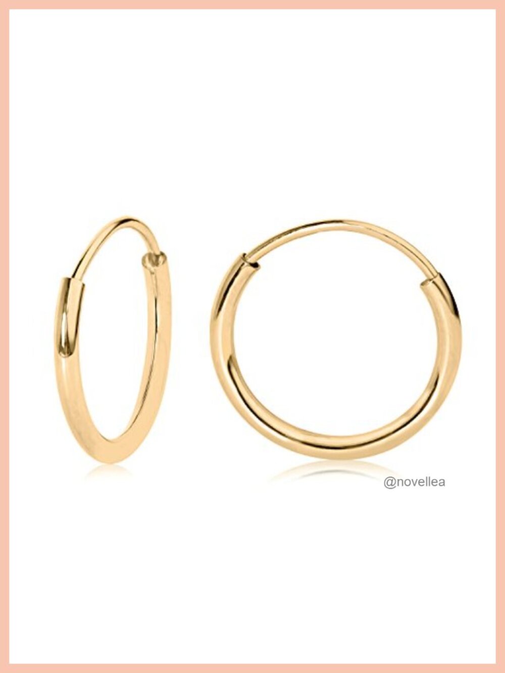 14k Gold Lightweight Endless Hoop Earrings Tiny Thin Hoops for Women Men Teens